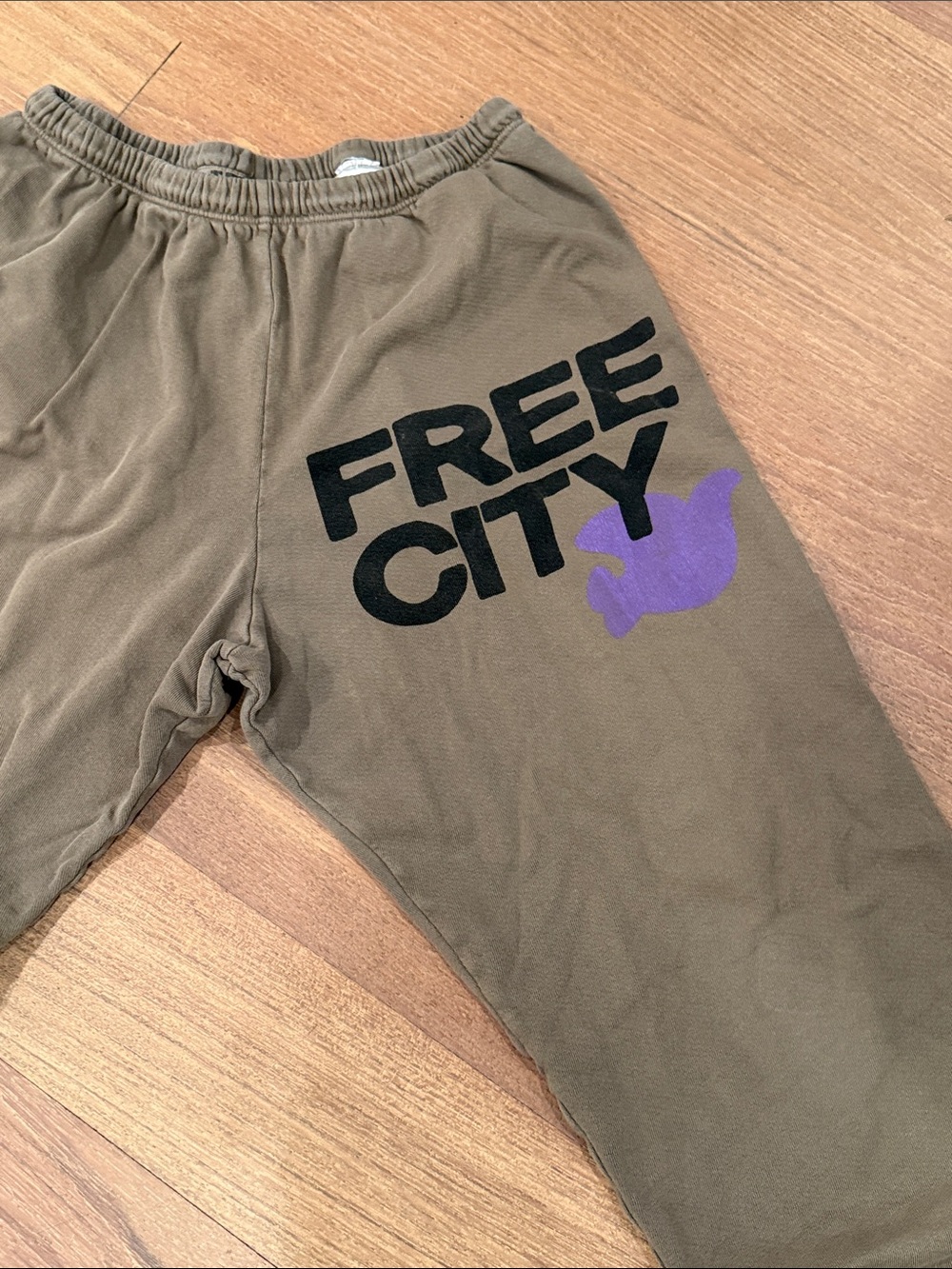 FREE CITY Olive Graphic Sweatpants with Purple Dove